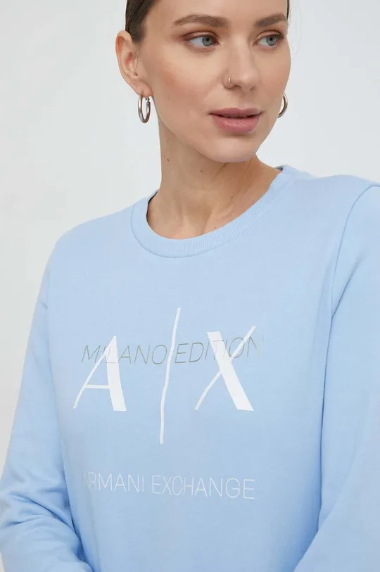 μπλε Βαμβακερή μπλούζα Armani Exchange