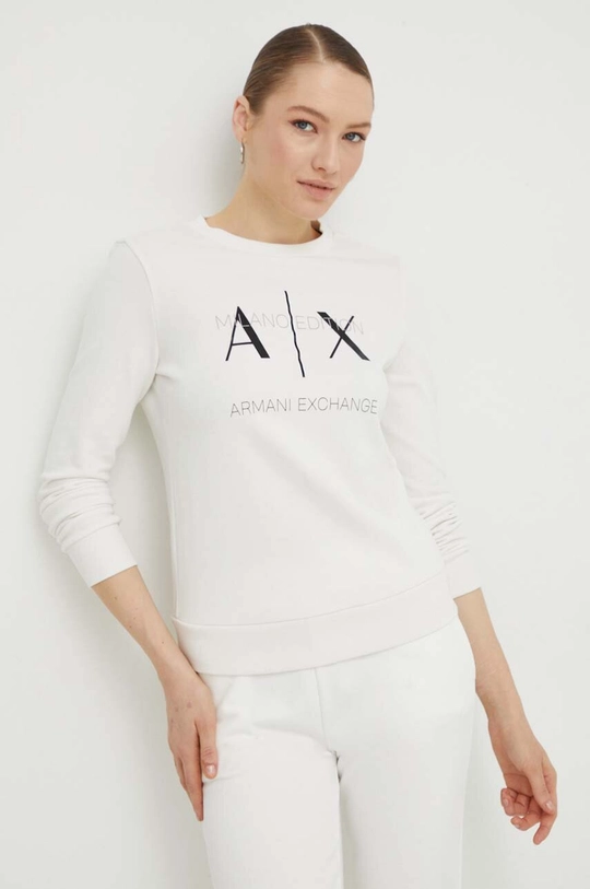 beżowy Armani Exchange bluza bawełniana Damski