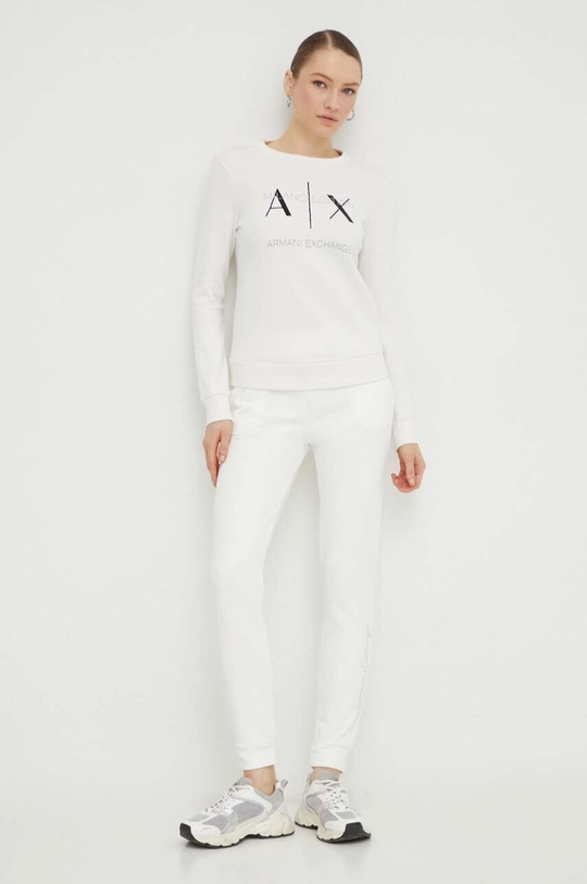 Armani Exchange bluza bawełniana beżowy