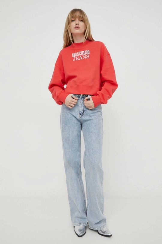 Moschino Jeans bluza bawełniana czerwony