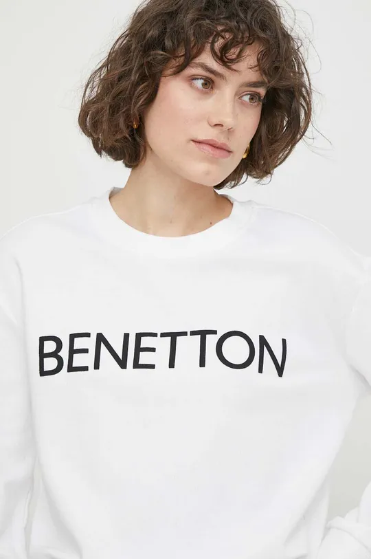 biela Bavlnená mikina United Colors of Benetton