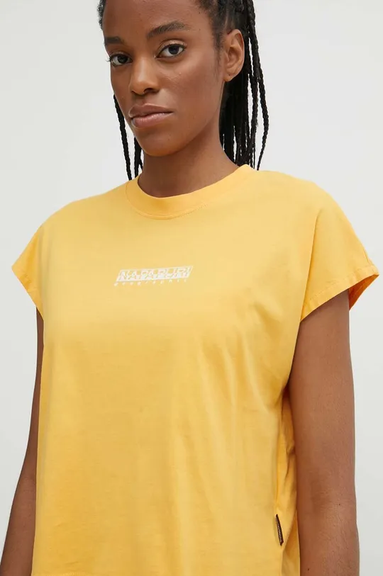 κίτρινο Βαμβακερό μπλουζάκι Napapijri S-Tahi