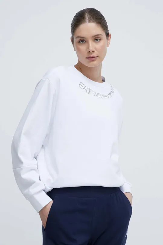 λευκό Βαμβακερή μπλούζα EA7 Emporio Armani Γυναικεία