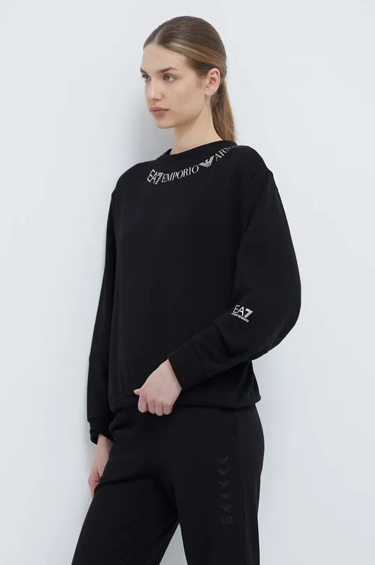 μαύρο Βαμβακερή μπλούζα EA7 Emporio Armani Γυναικεία
