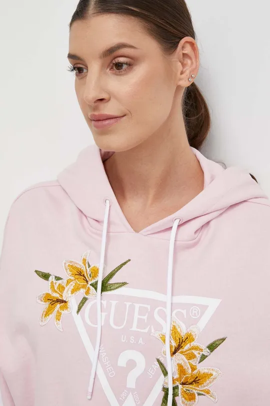 różowy Guess bluza bawełniana ZOEY