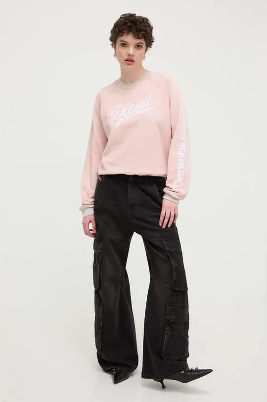ροζ Βαμβακερή μπλούζα Diesel Γυναικεία