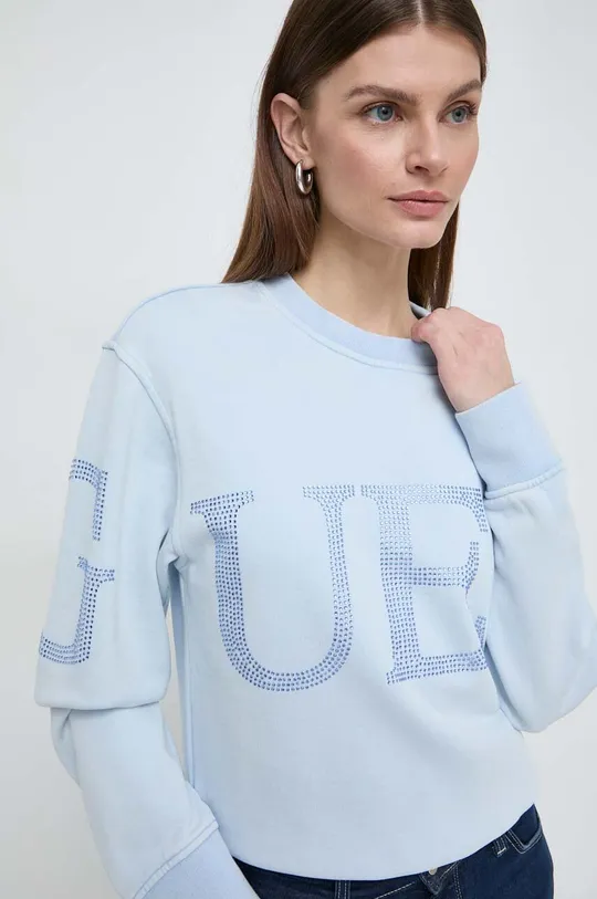 modra Bombažen pulover Guess Ženski