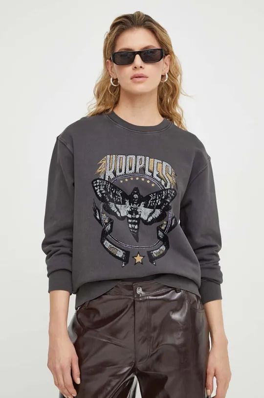 γκρί Βαμβακερή μπλούζα The Kooples Γυναικεία