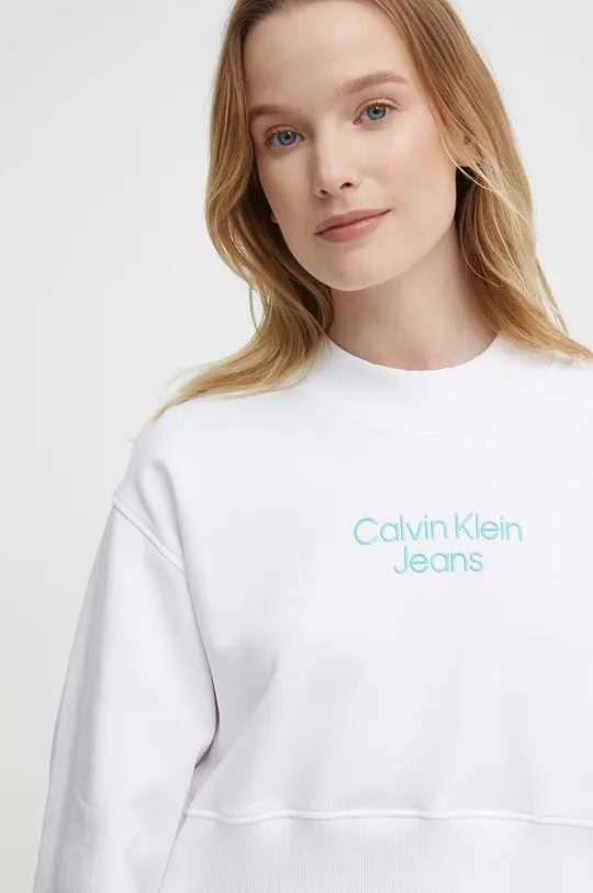 bela Bombažen pulover Calvin Klein Jeans