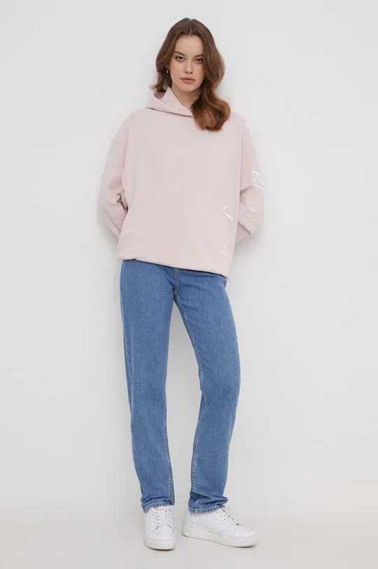 Calvin Klein Jeans bluza bawełniana różowy