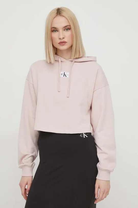 różowy Calvin Klein Jeans bluza bawełniana Damski