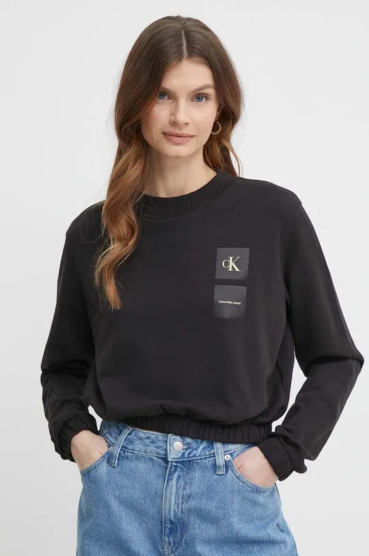 czarny Calvin Klein Jeans bluza bawełniana Damski