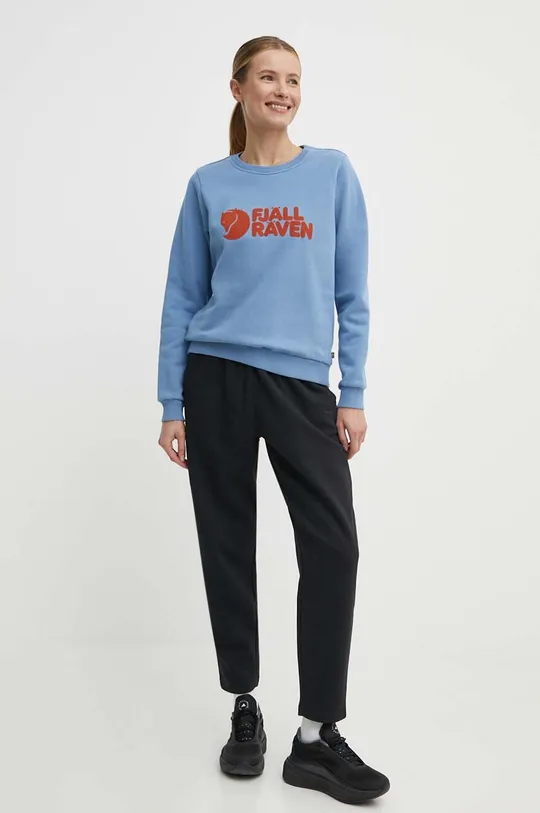 Bombažen pulover Fjallraven Fjällräven Logo Sweater modra