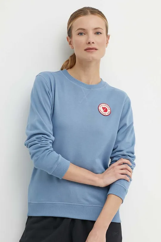 голубой Хлопковая кофта Fjallraven 1960 Logo Badge Sweater Женский