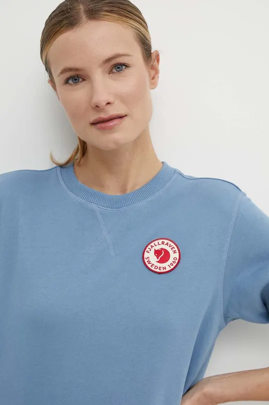 plava Pamučna dukserica Fjallraven 1960 Logo Badge Sweater