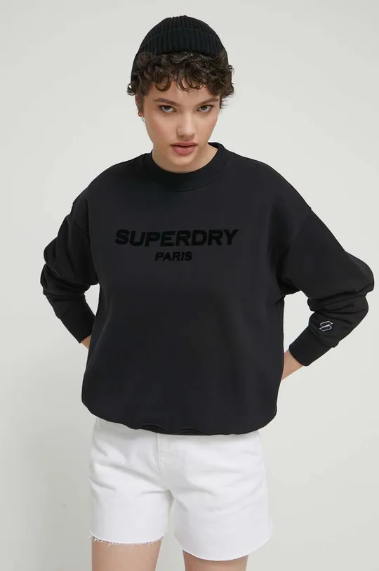 črna Bombažen pulover Superdry