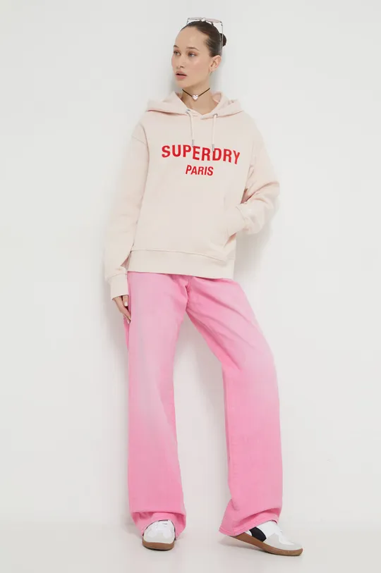 Bombažen pulover Superdry roza