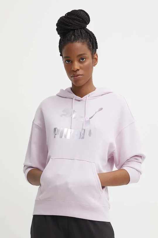 violet Puma sweatshirt CLASSICS Shiny Logo Hoodie Women’s