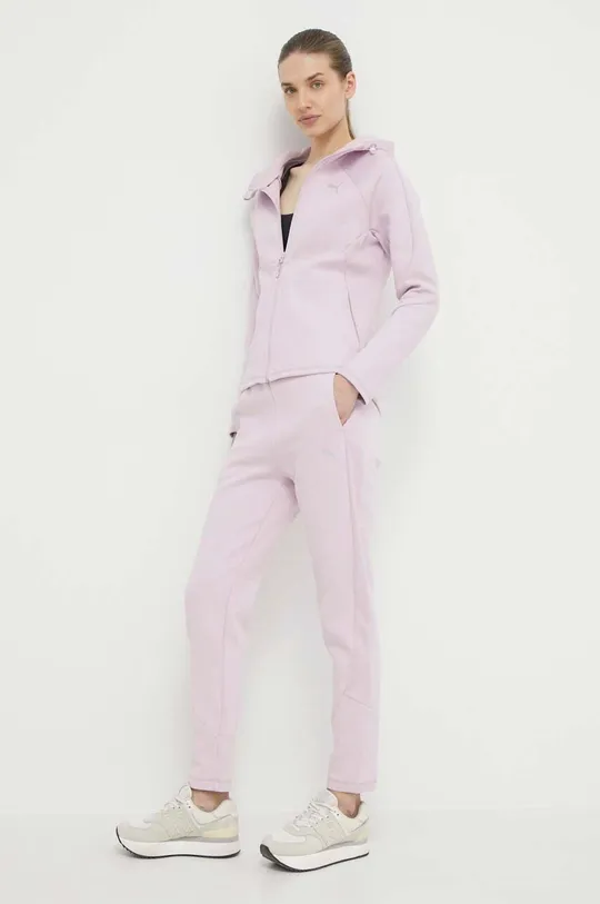 Puma edzős pulóver EVOSTRIPE rózsaszín
