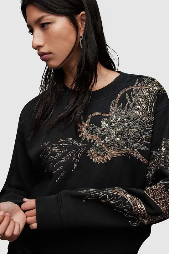 Βαμβακερή μπλούζα AllSaints Dragon μαύρο