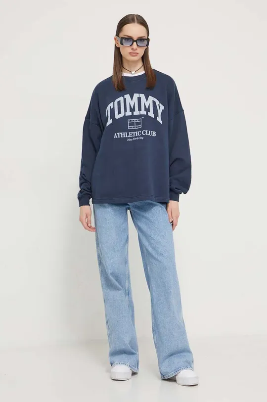 Хлопковая кофта Tommy Jeans тёмно-синий