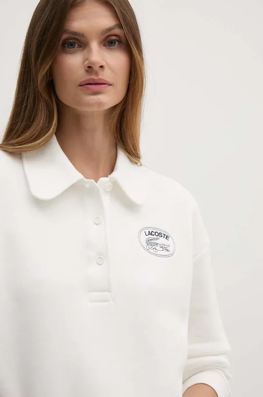 bela Bombažen pulover Lacoste Ženski