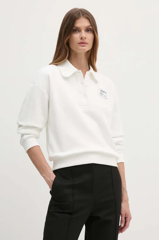 white Lacoste cotton sweatshirt