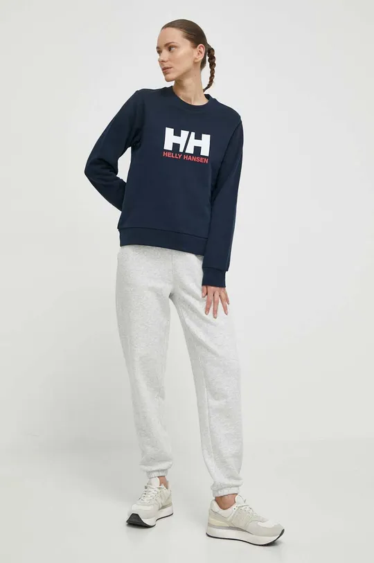 Βαμβακερή μπλούζα Helly Hansen σκούρο μπλε