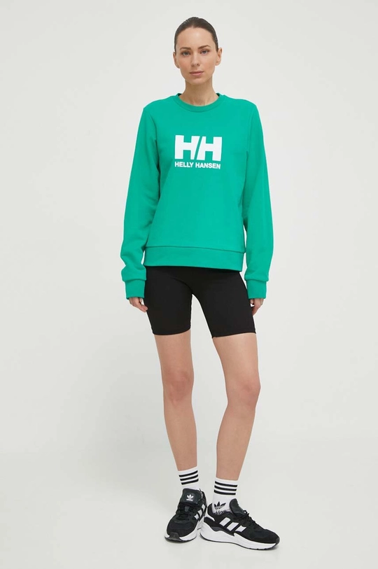 Βαμβακερή μπλούζα Helly Hansen πράσινο