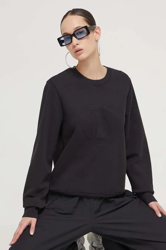 črna Bombažen pulover Desigual Ženski