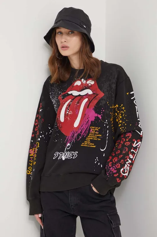 czarny Desigual bluza THE ROLLING ST Damski