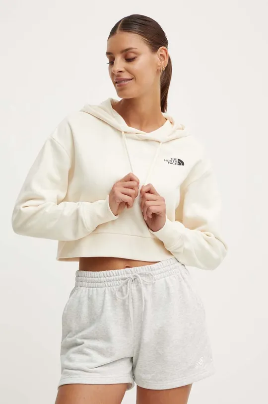 beige The North Face felpa in cotone W Trend Crop Hoodie Donna