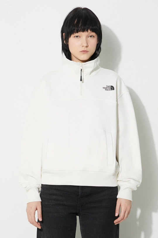 beige The North Face felpa W Essential Qz Crew Donna