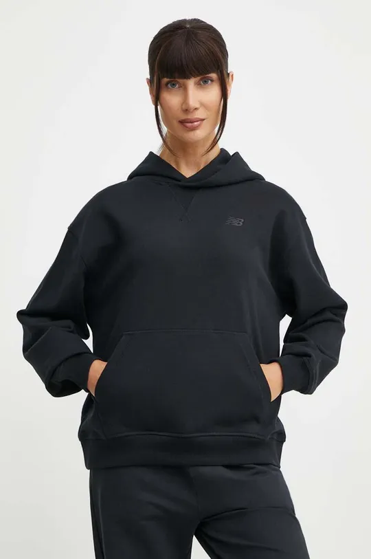 črna Bombažen pulover New Balance Ženski