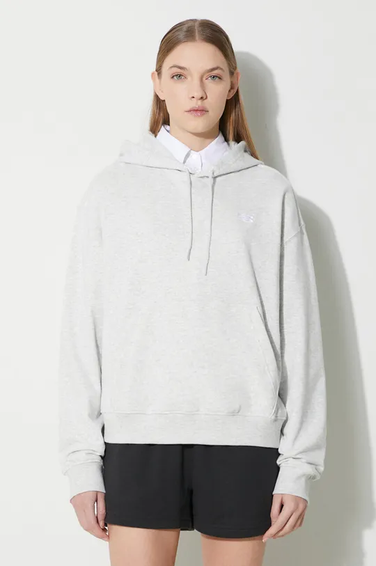 Pulover New Balance French Terry Small Logo Hoodie siva