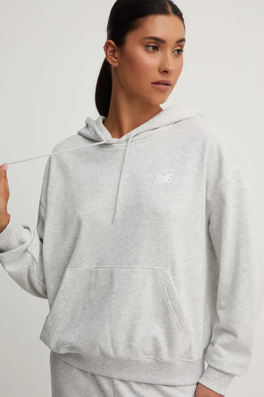 sivá Mikina New Balance French Terry Small Logo Hoodie
