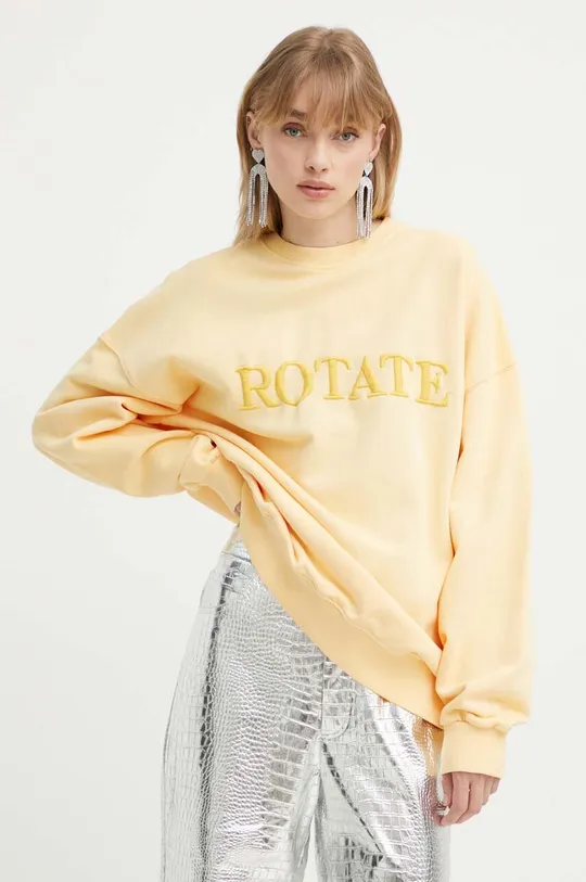 rumena Bombažen pulover Rotate Ženski