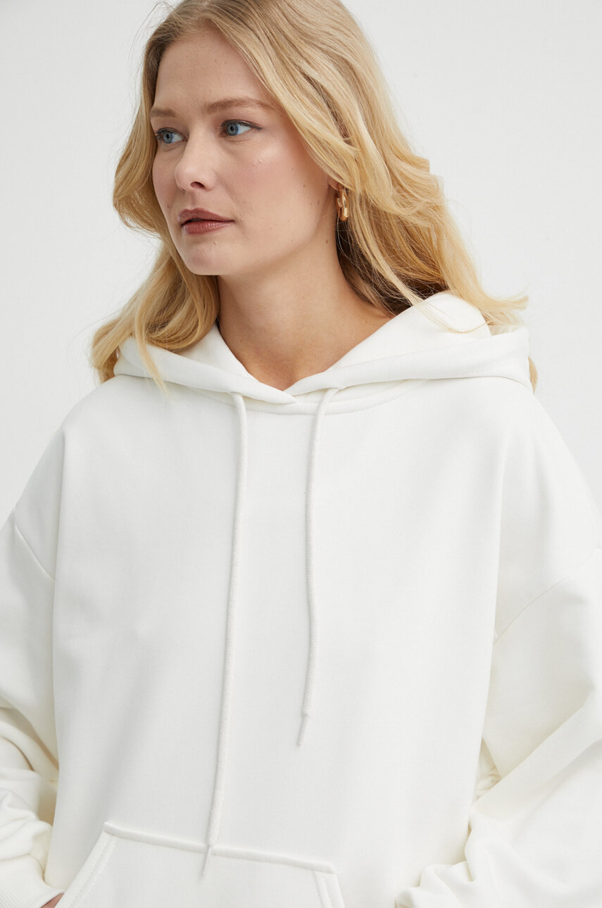 La Mania bluza damska kolor beżowy z kapturem z nadrukiem ATHA.2