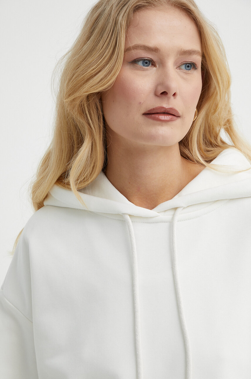 La Mania bluza damska kolor beżowy z kapturem z nadrukiem ATHA.2