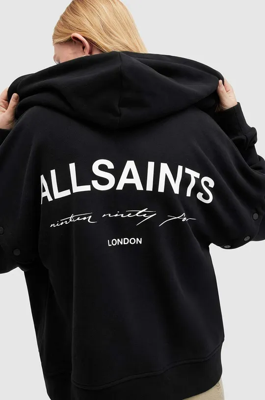 Bombažen pulover AllSaints HELIS CHLO HOODY črna