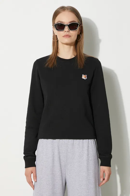 чорний Бавовняна кофта Maison Kitsuné Fox Head Patch Regular Sweatshirt Жіночий