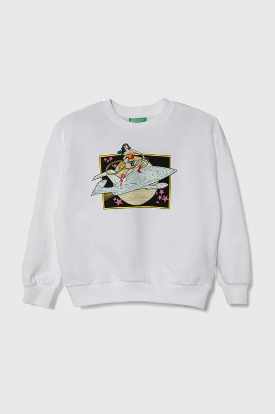 bela Otroški bombažen pulover United Colors of Benetton Dekliški