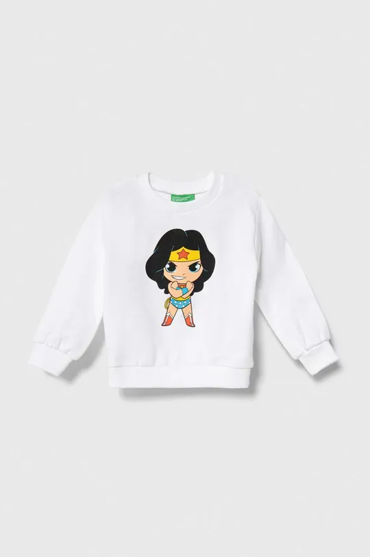 белый Детская хлопковая кофта United Colors of Benetton x DC Для девочек
