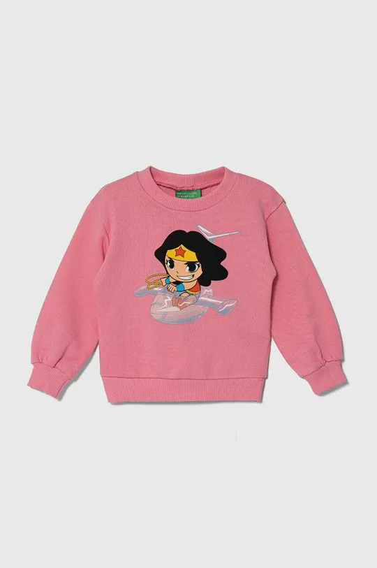 розовый Детская хлопковая кофта United Colors of Benetton x DC Для девочек