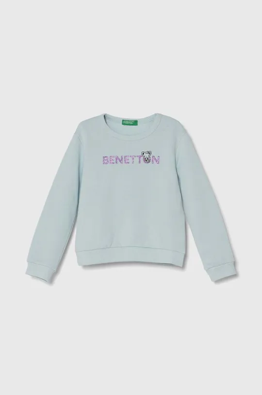 modra Otroški bombažen pulover United Colors of Benetton Dekliški