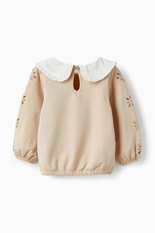 Βαμβακερή μπλούζα μωρού zippy μπεζ