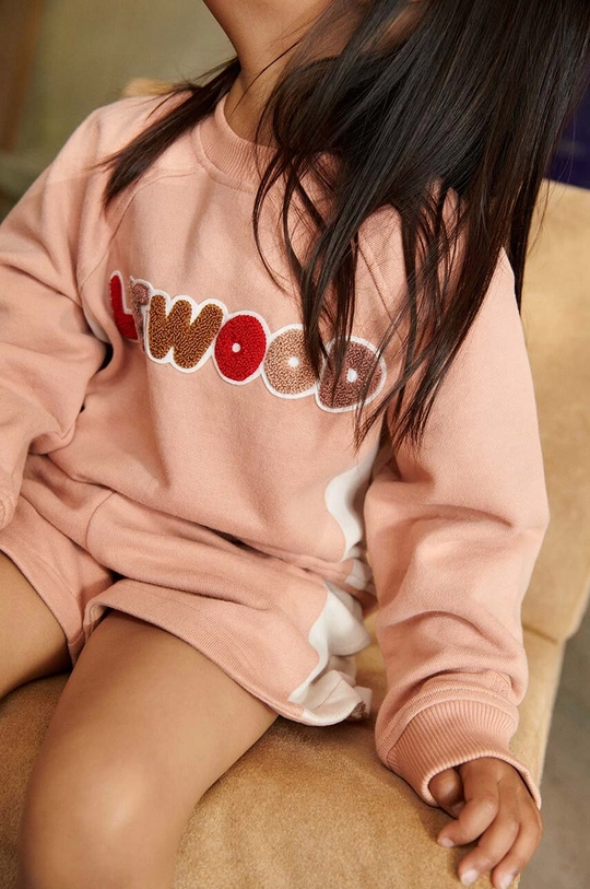 różowy Liewood bluza bawełniana dziecięca Aude Placement Sweatshirt Dziecięcy