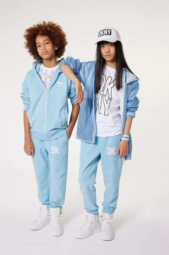 μπλε Παιδική βαμβακερή μπλούζα DKNY