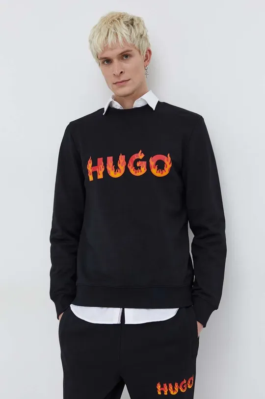 czarny HUGO bluza bawełniana Męski