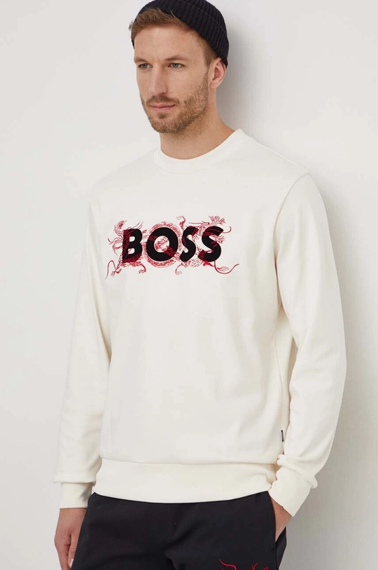 beżowy BOSS bluza bawełniana Męski